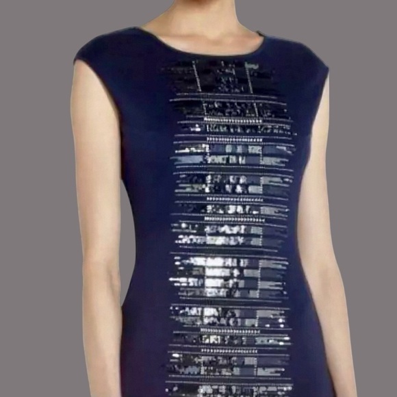 BCBGMaxAzria ‘Seri’ Bodycon Sequin Embellished Mini Dress in “Carbon Combo” Sz S - Picture 2 of 16
